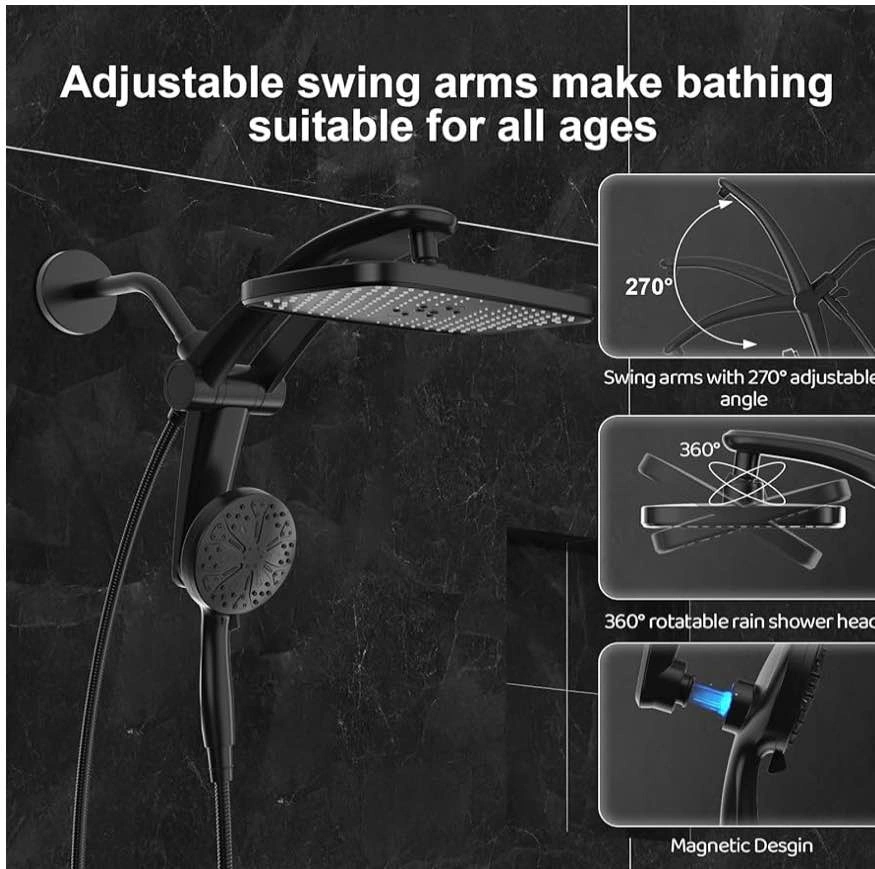 12” Rain Shower Head Combo w/ Handheld, Matte Black - photo 2