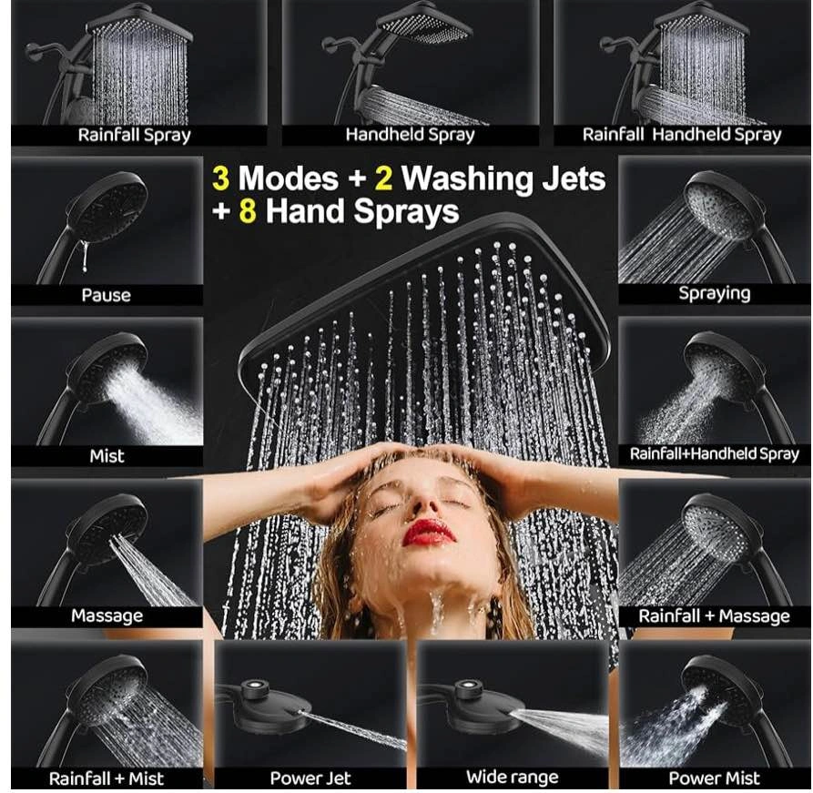 12” Rain Shower Head Combo w/ Handheld, Matte Black - photo 4