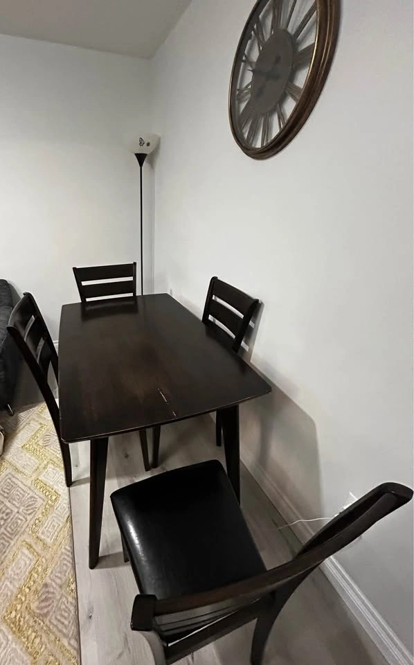 Dark Wood Dining Table and 4 Chairs Set - photo 2