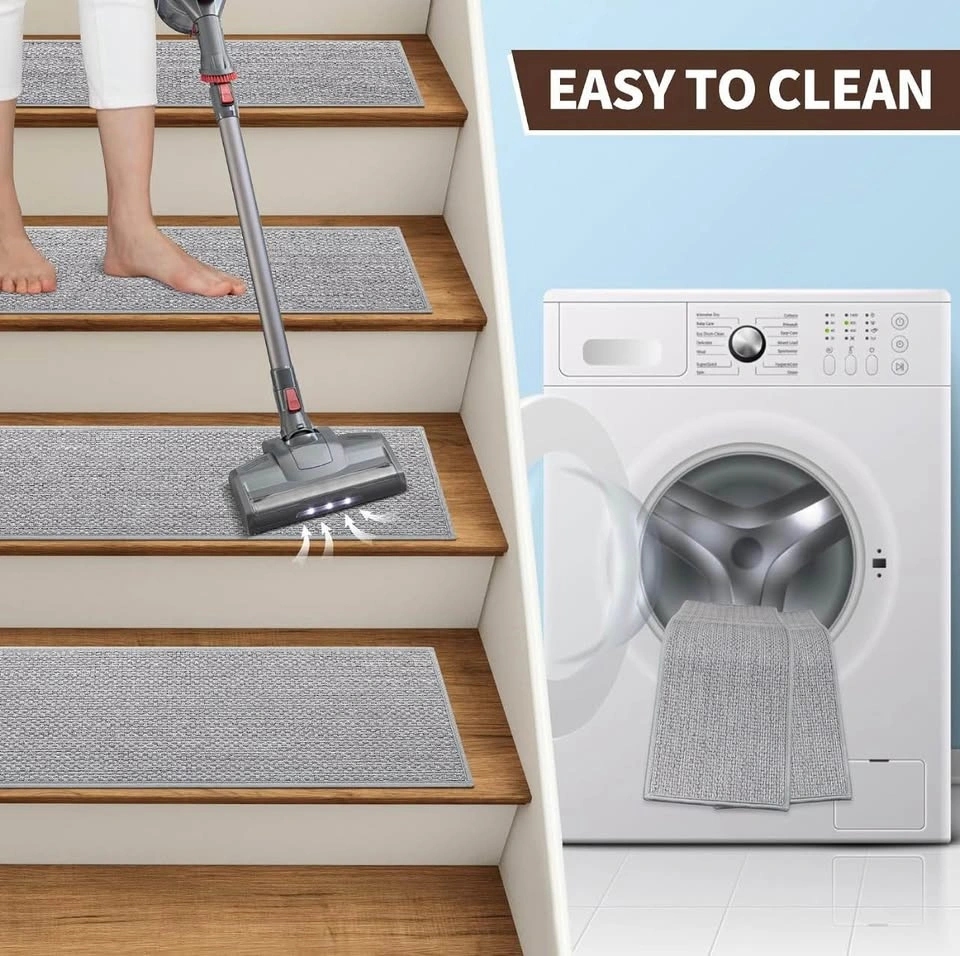 15 Pcs Linen Stair Treads Non-Slip Grey 30x8” Peel & Stick - photo 3
