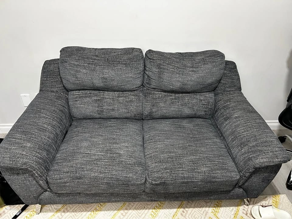 Charcoal Grey Fabric Loveseat