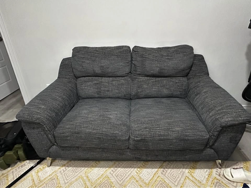 Charcoal Grey Fabric Loveseat - photo 2