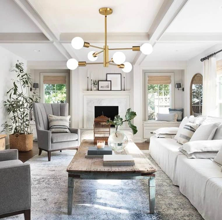 6-Light Gold Sputnik Chandelier - Modern Ceiling Light - photo 5