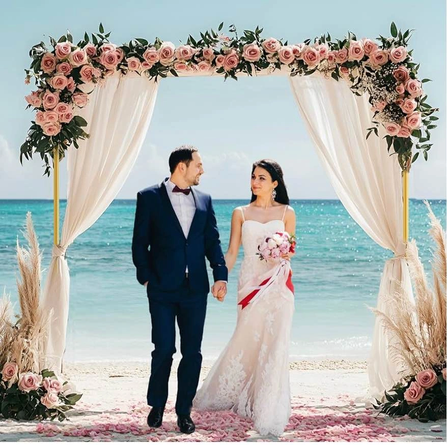 Gold Backdrop Stand 8.2FT Adjustable Balloon Arch Frame Kit - photo 3