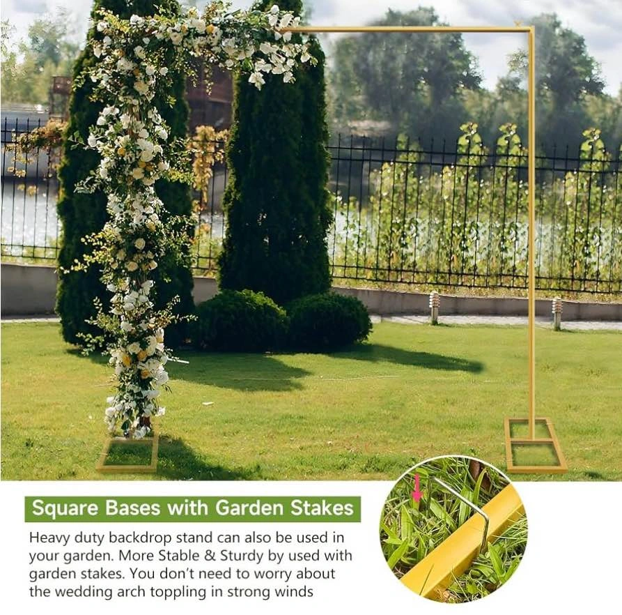 Gold Backdrop Stand 8.2FT Adjustable Balloon Arch Frame Kit - photo 4