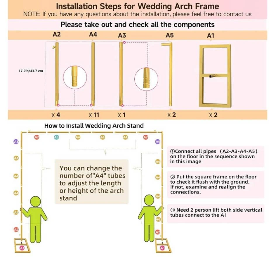 Gold Backdrop Stand 8.2FT Adjustable Balloon Arch Frame Kit - photo 5