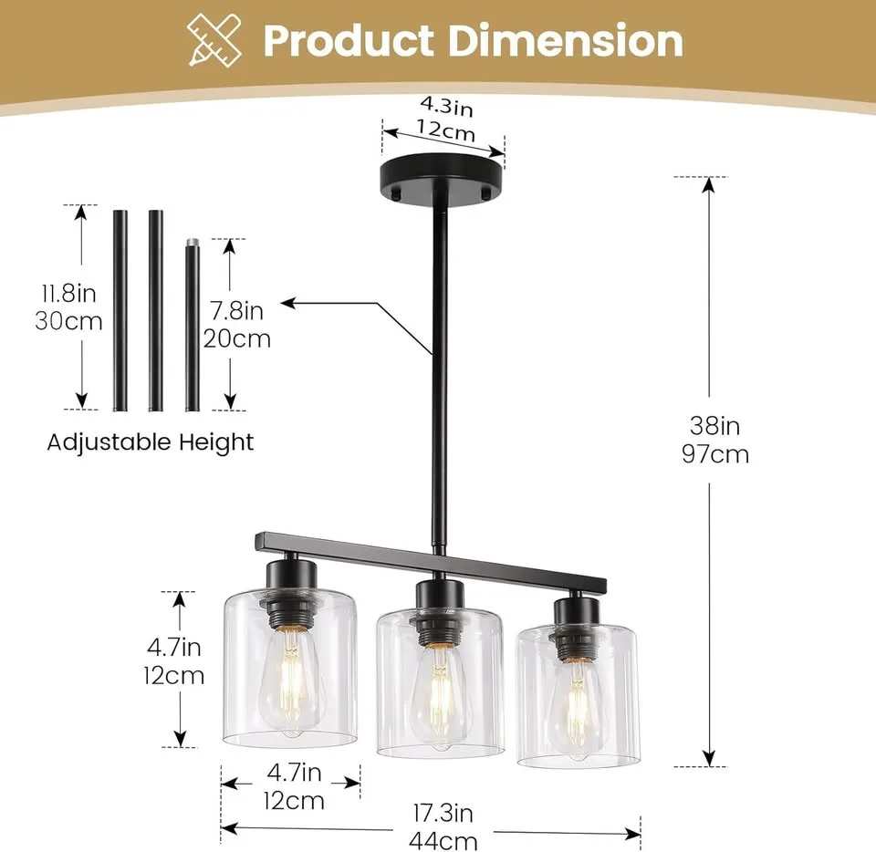 3-Light Kitchen Island Lighting image indicator(4)