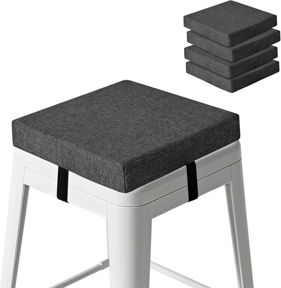 Bar Stool Cushions Set of 4 12" X 12" Dark Gray thumbnail