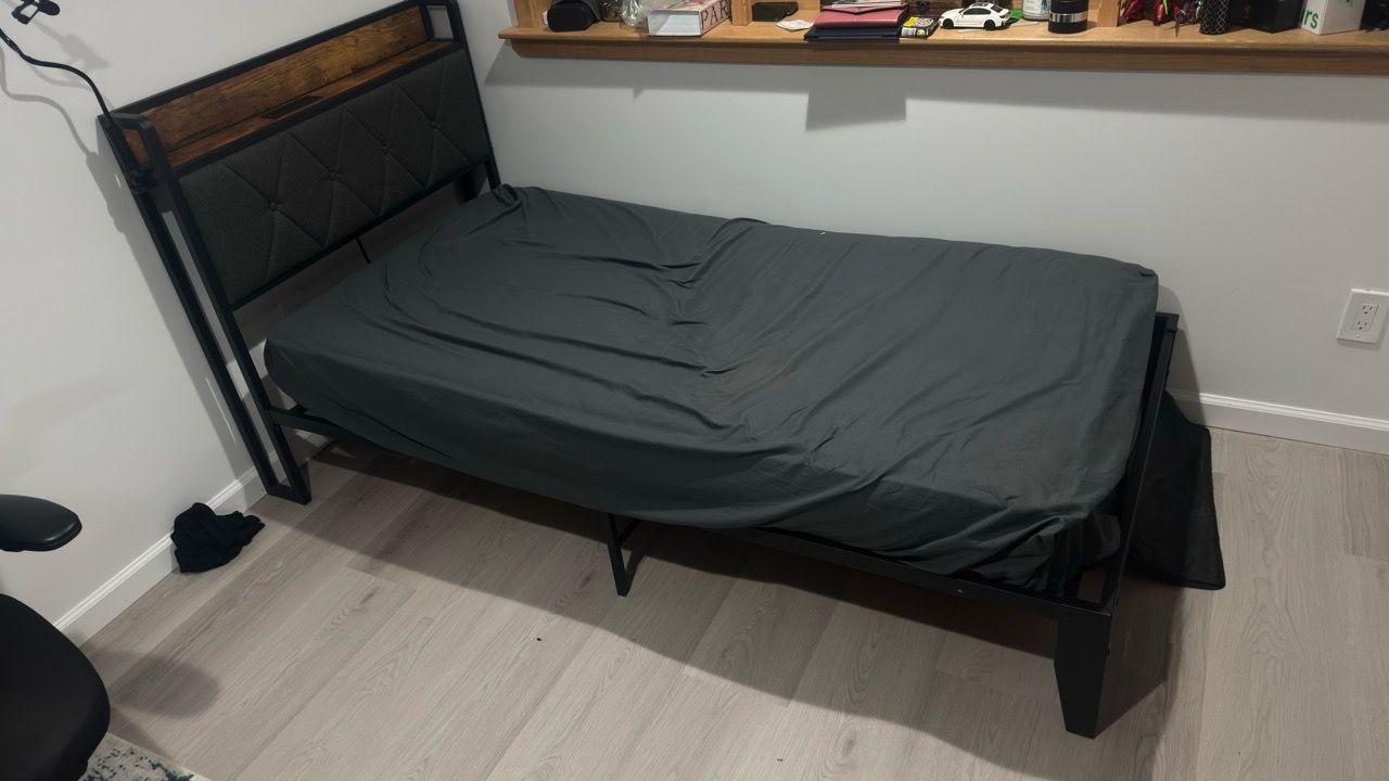 Twin Bed Frame with Headboard and Charging Port - photo 2