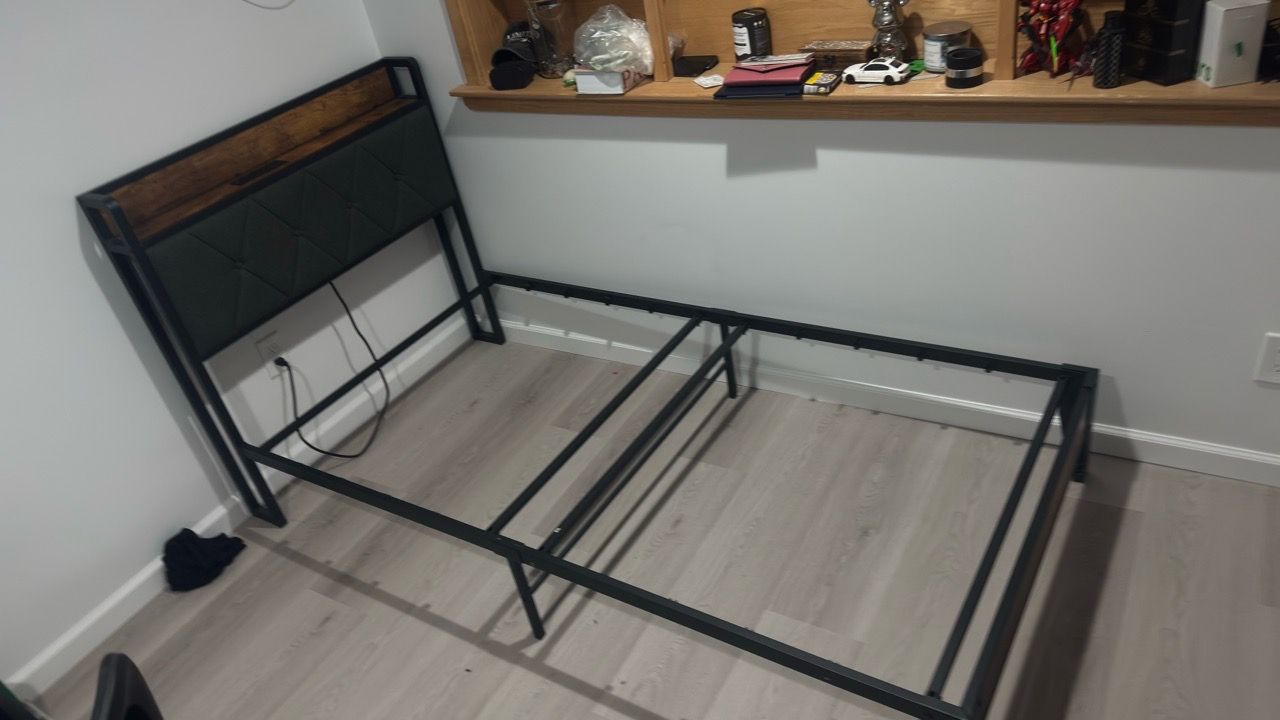 Twin Bed Frame with Headboard and Charging Port - photo 5
