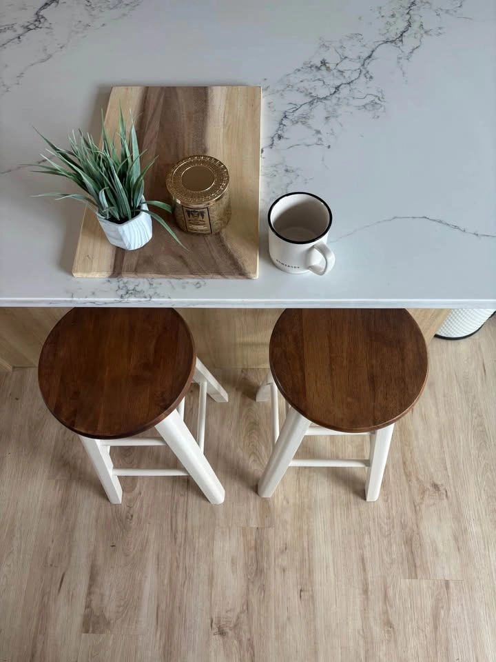 Pair of Two-Tone Wood Bar Stools - photo 2