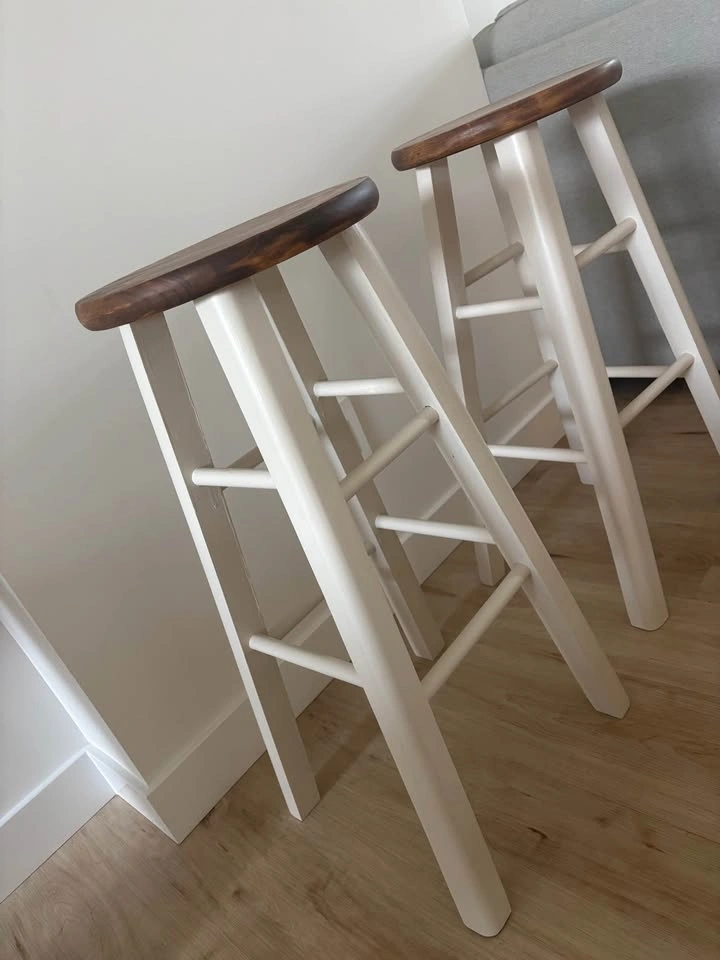 Pair of Two-Tone Wood Bar Stools - photo 3