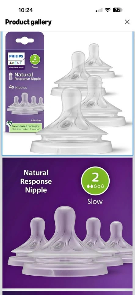 Philips Avent Natural Response Baby Bottle Nipples 4-pack Size 2