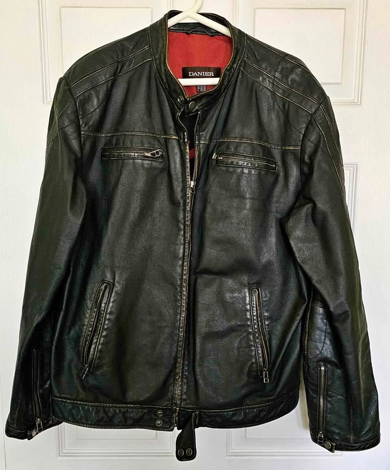 Vintage Y2K Danier Leather Moto Jacket with Rare Dragon Lining