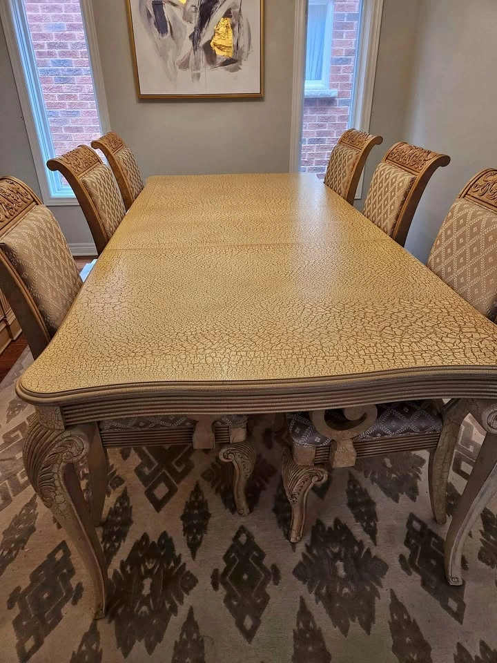 Solid Wood Dining Table with 6 Chairs