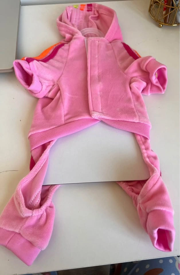 CANADA paws Pink Velour Dog Hoodie Tracksuit - photo 3
