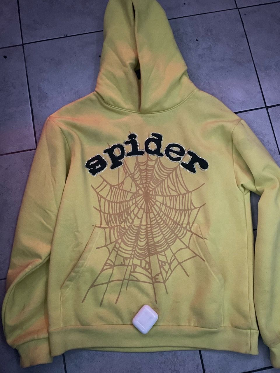 SP5DER yellow rhinestone hoodie - photo 5