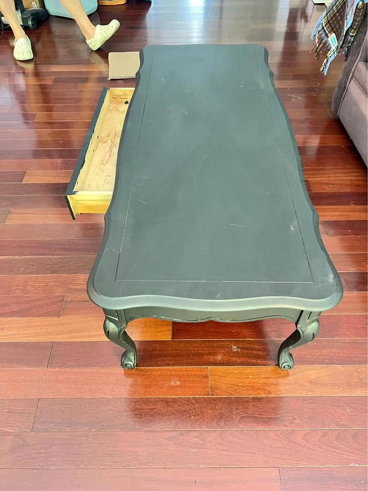 Painted Black Deilcraft French Provincial Coffee Table