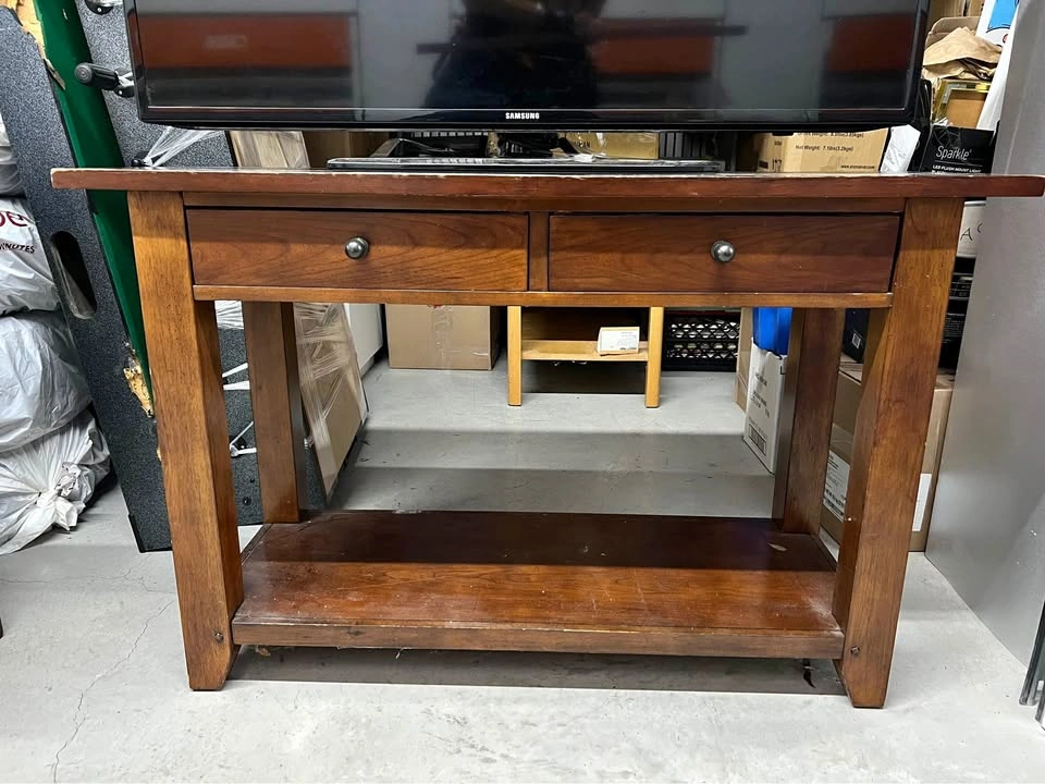 Veneer on Solid Wood Console Table/TV Stand - 3 Pieces for $120