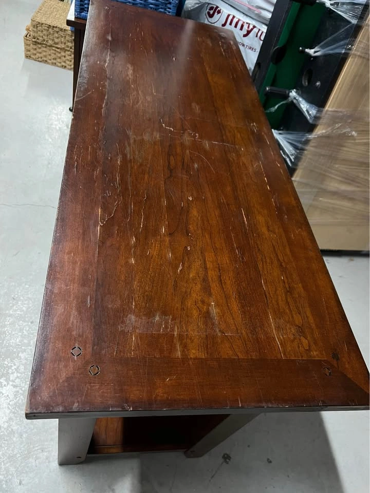 Veneer on Solid Wood Console Table/TV Stand - 3 Pieces for $120 - photo 4