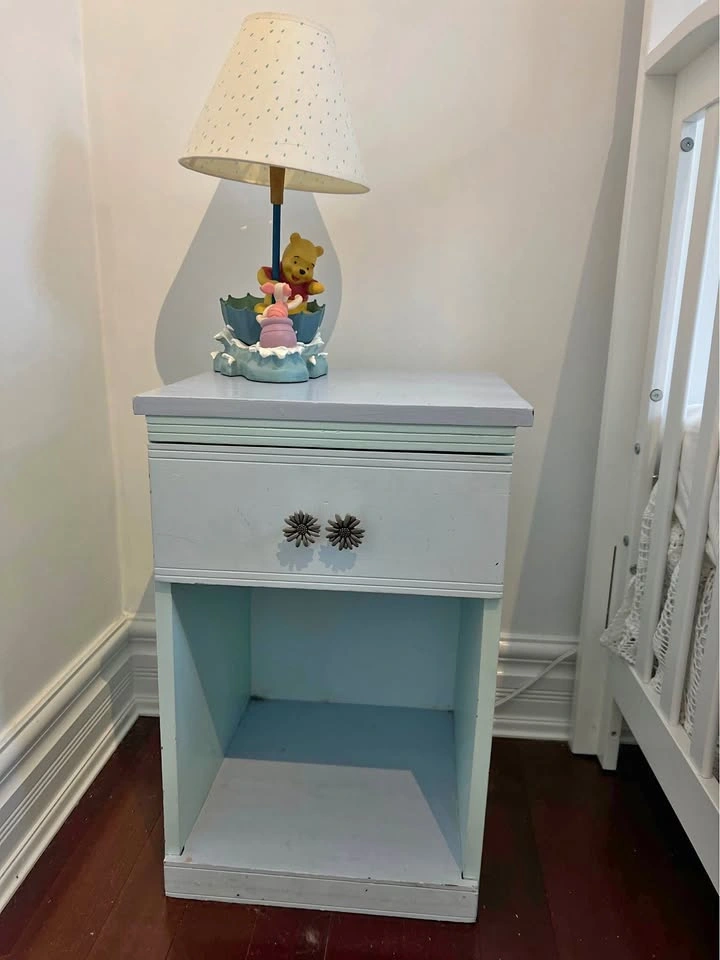 Staging- Light Blue Single Drawer Nightstand