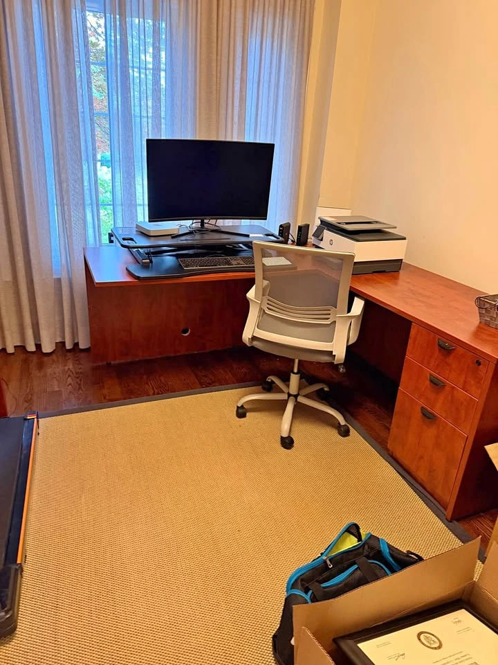 L-Shaped Cherry Wood Executive Desk with Drawers