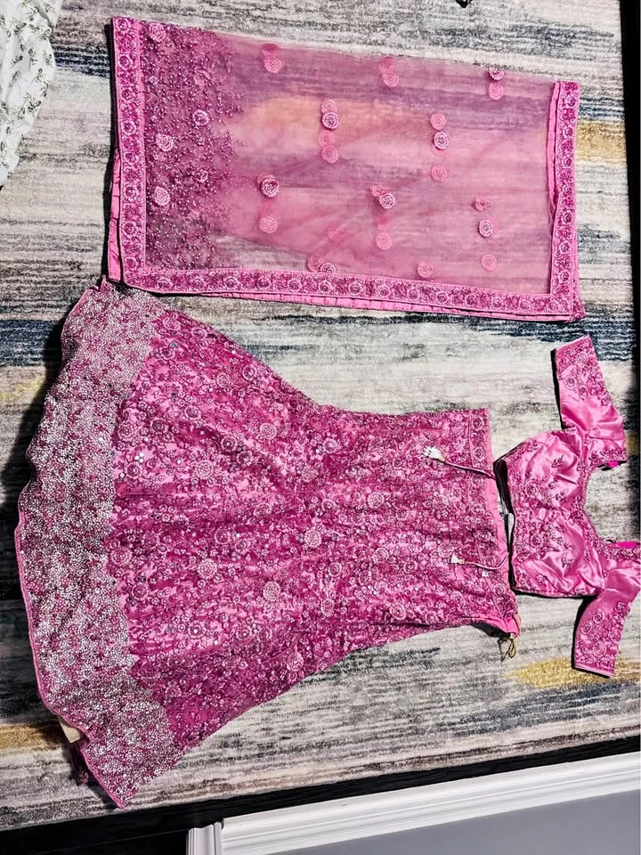 Pink Embroidered Lehenga Choli Set