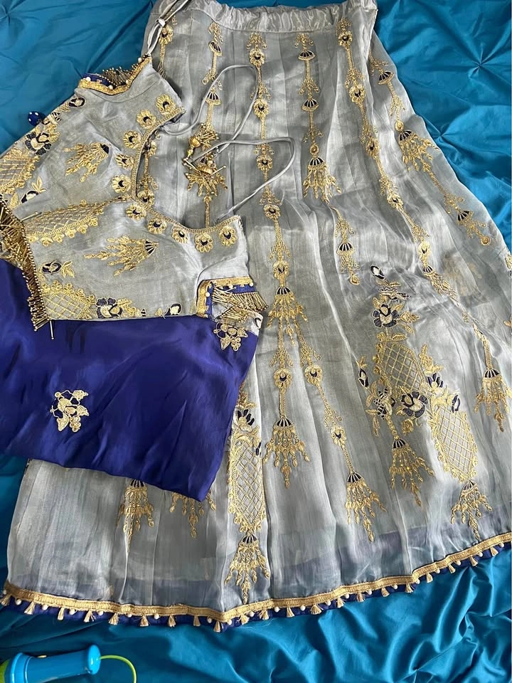 Beautiful Silver & Navy Blue Lehenga Set