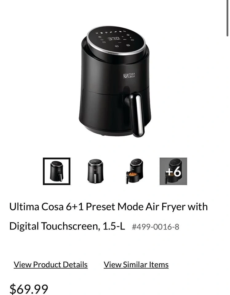 Ultima Cosa 6+1 Preset Mode Air Fryer with Digital Touchscreen,