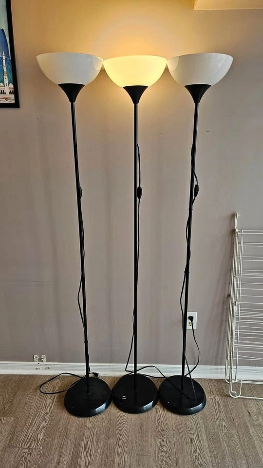 Set of 3 Black Floor Lamps