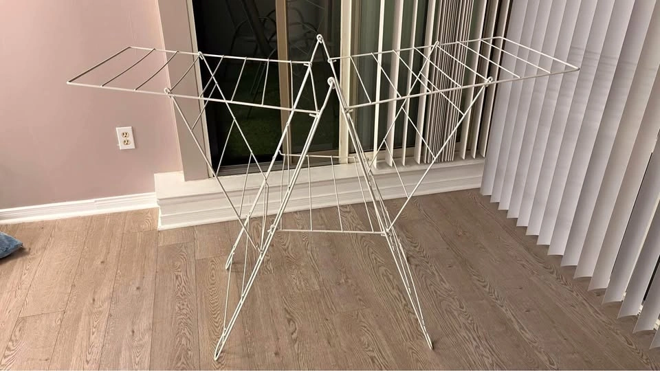 White Metal Folding Clothes Drying Rack