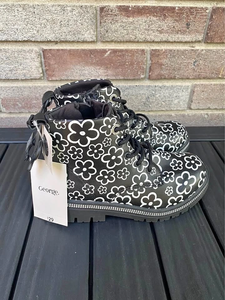George Girls' Daisy Print Boots Size 13
