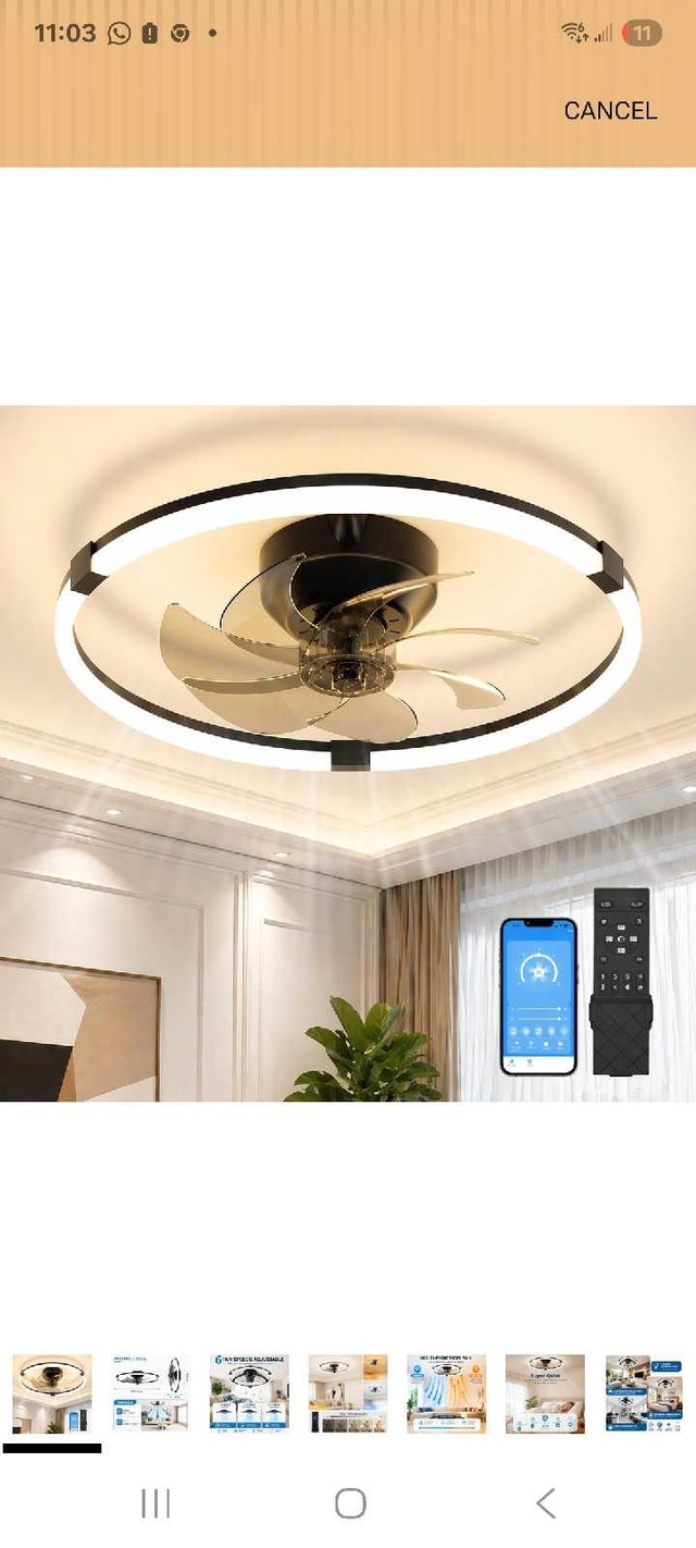 Modern LED Flush Mount Ceiling Fan with Remote