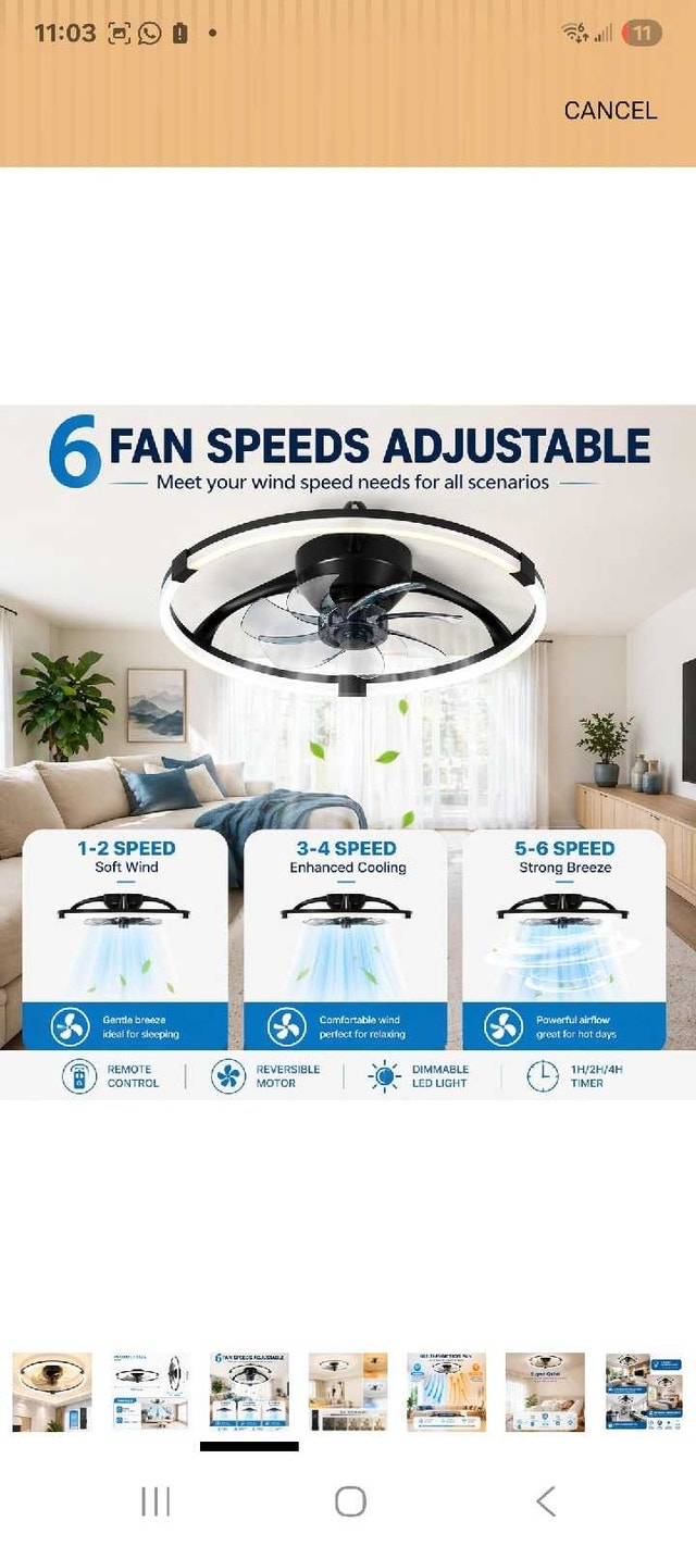 Modern LED Flush Mount Ceiling Fan with Remote - photo 2