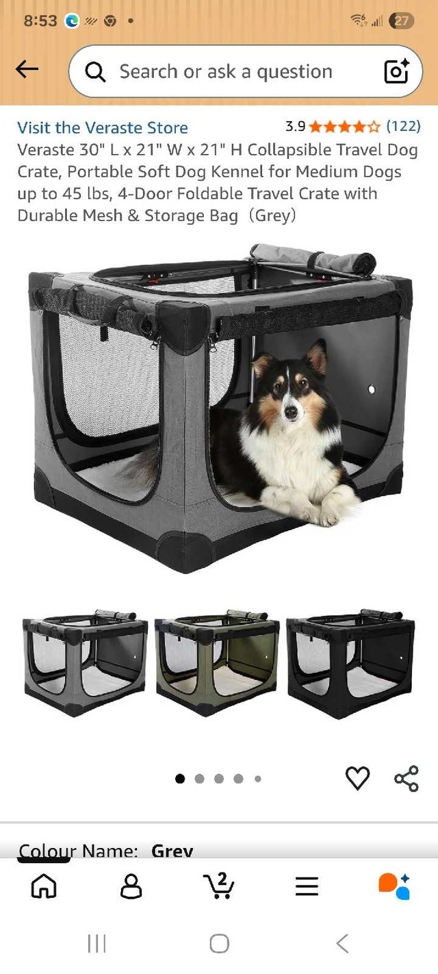 Veraste 30 inch Portable Soft Dog Crate