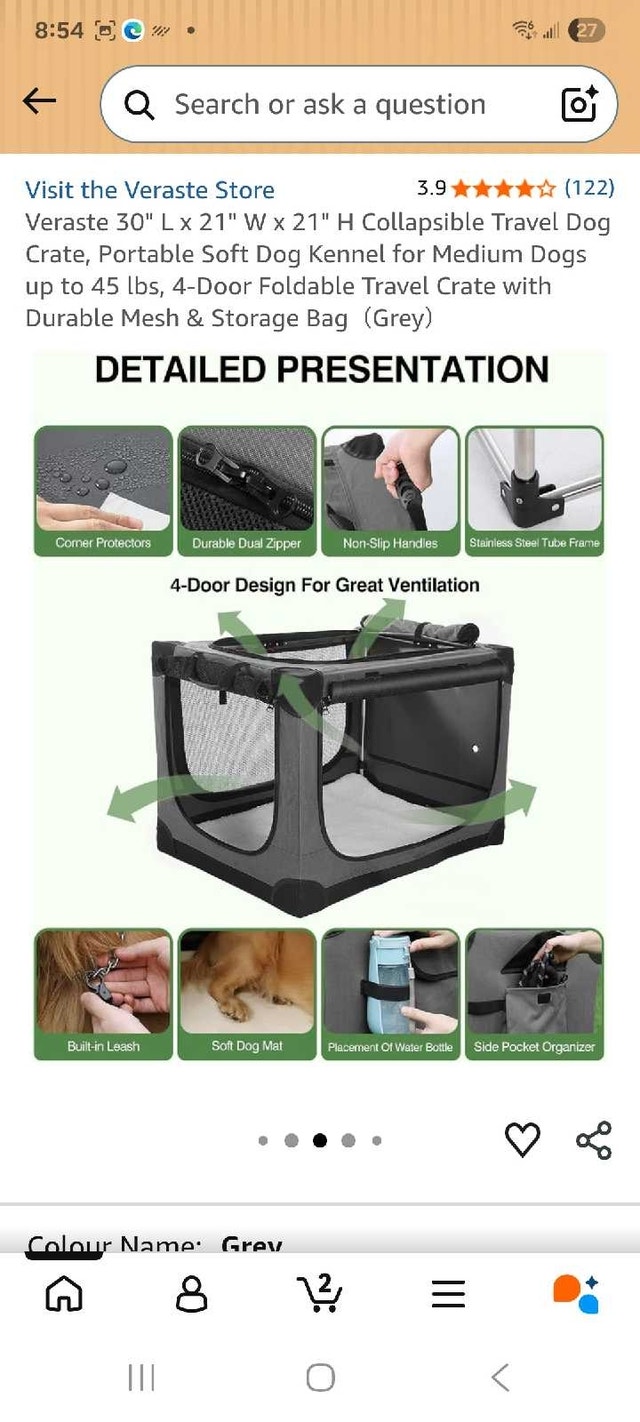 Veraste 30 inch Portable Soft Dog Crate - photo 2