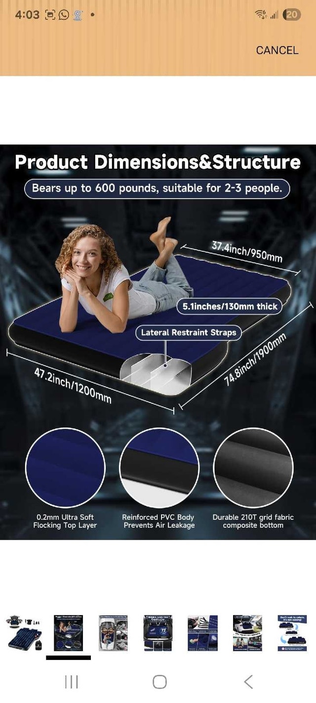 NEW IN BOX Umbrauto Tesla Model Y Air Mattress - photo 2