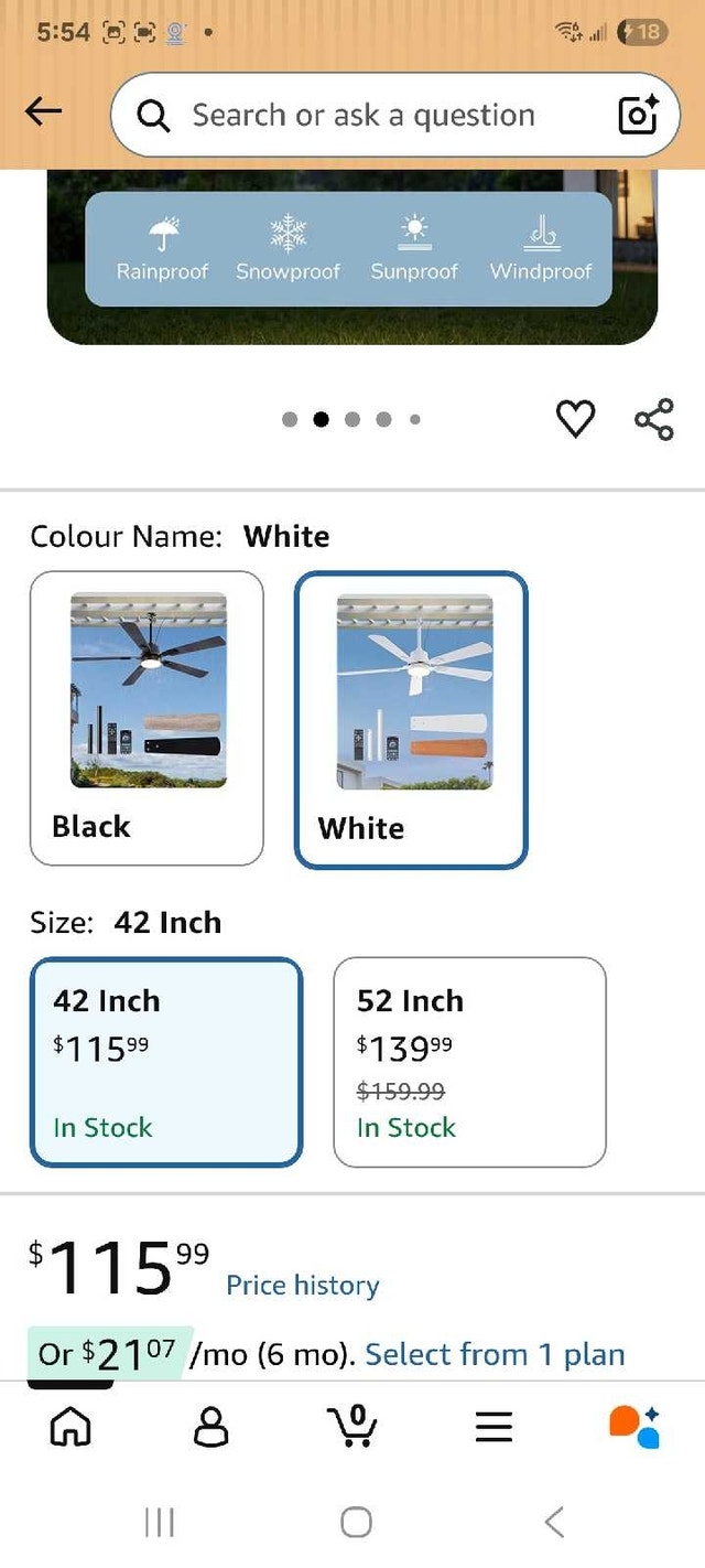 NEW in BOX EDISHINE 42 Inch Outdoor Ceiling Fan - photo 2