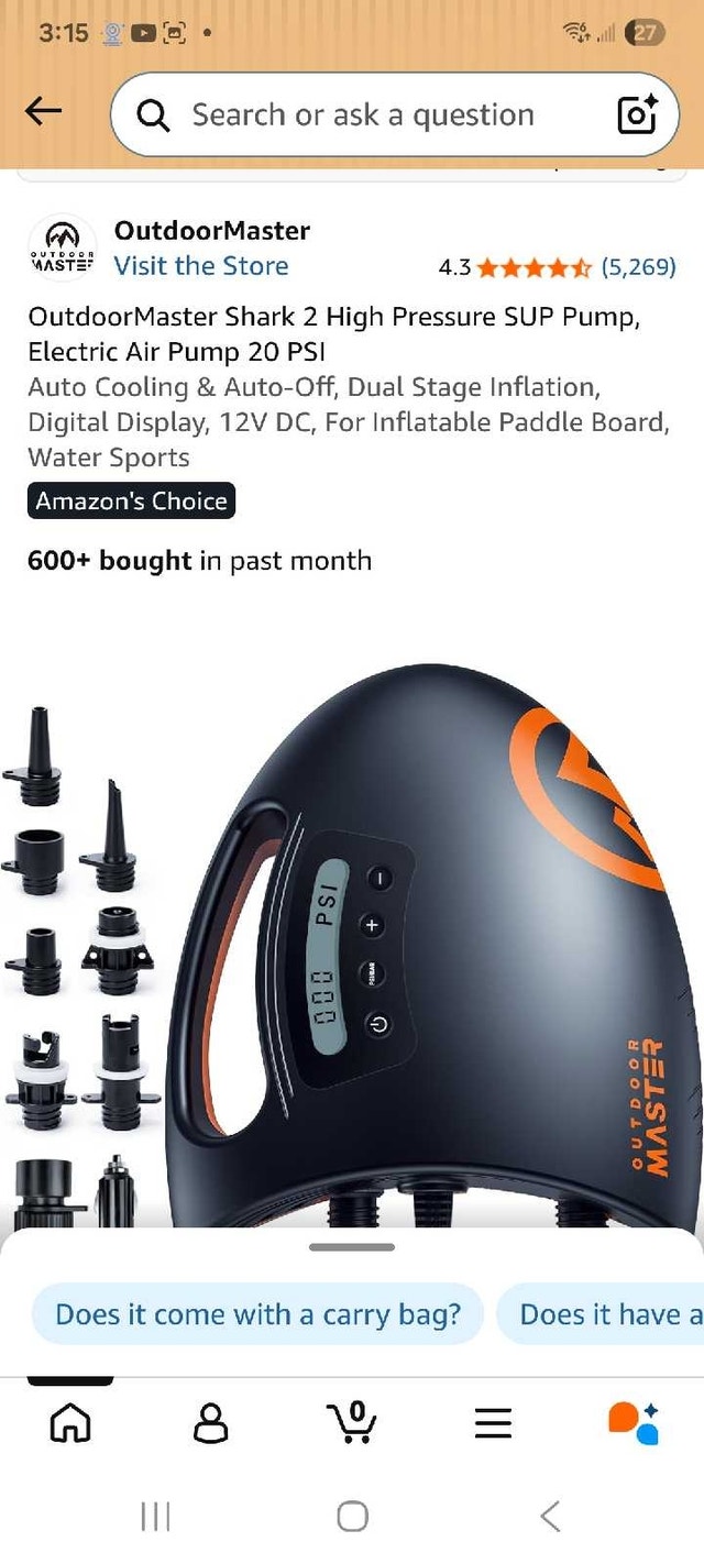 OutdoorMaster Shark 2 High Pressure SUP Pump
