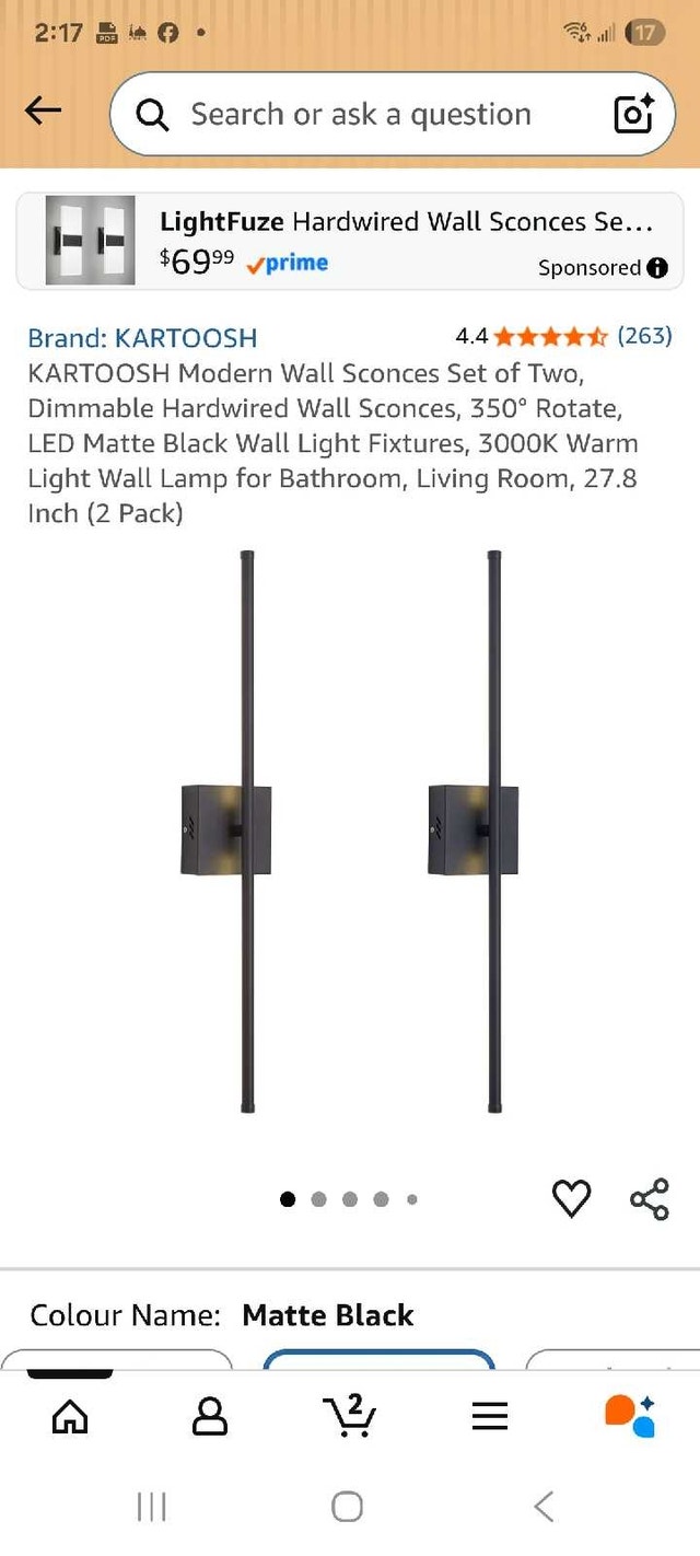 KARTOOSH Modern Wall Sconces Set of Two