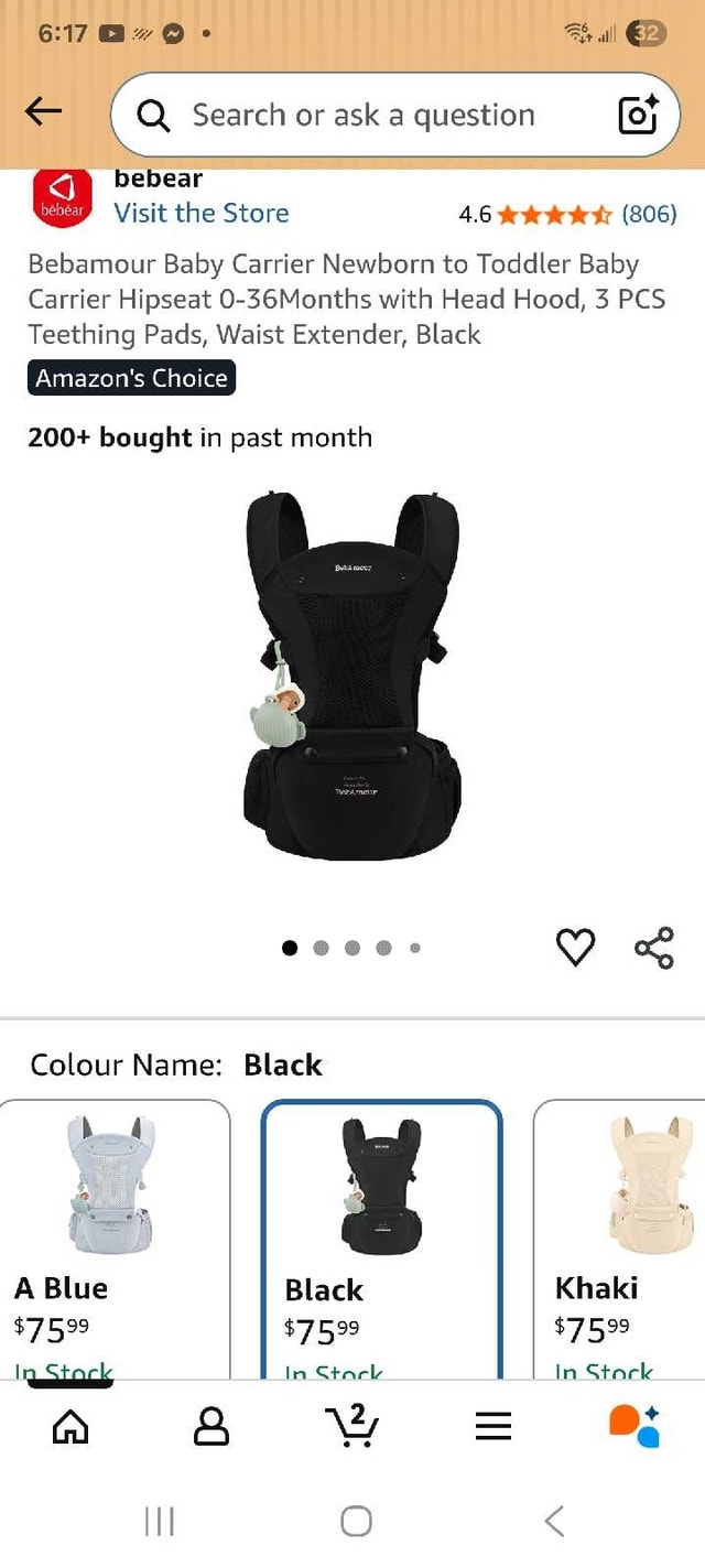 New open box Bebamour Baby Carrier
