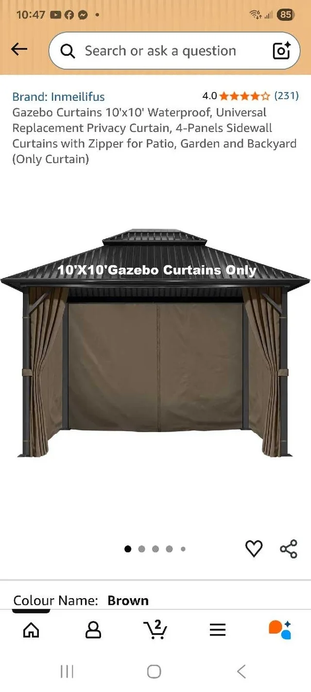 Inmeilifus Gazebo Curtains 10'x10'