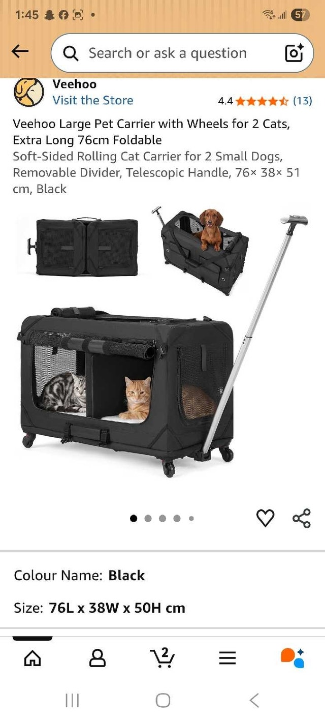 Veehoo Large Pet Carrier with Wheels