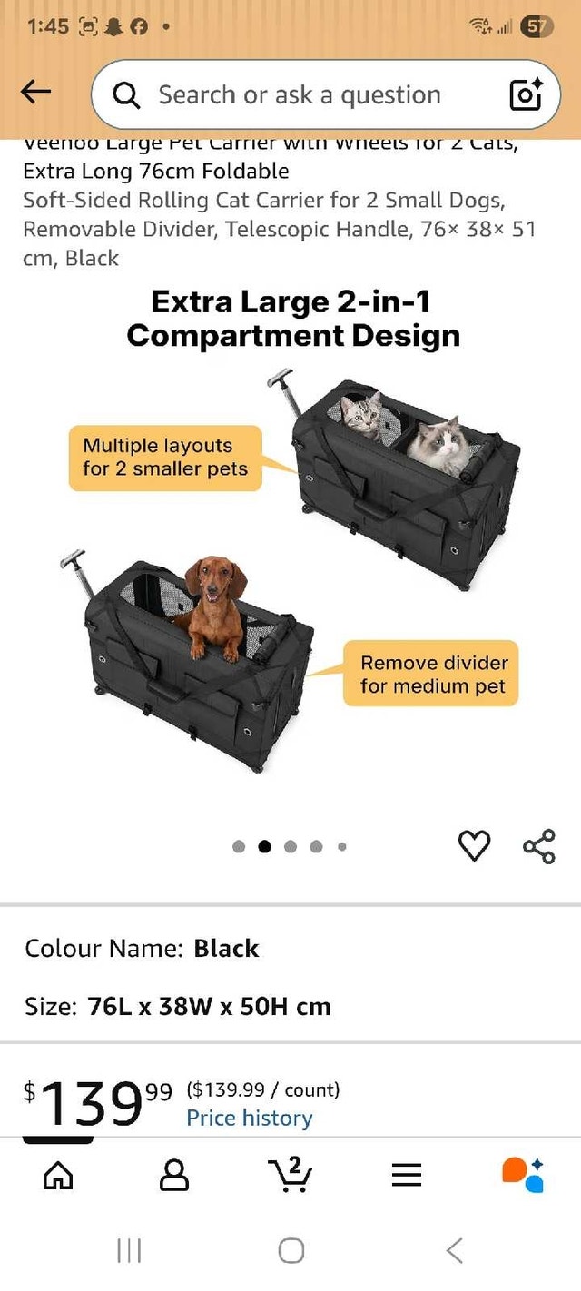 Veehoo Large Pet Carrier with Wheels - photo 2