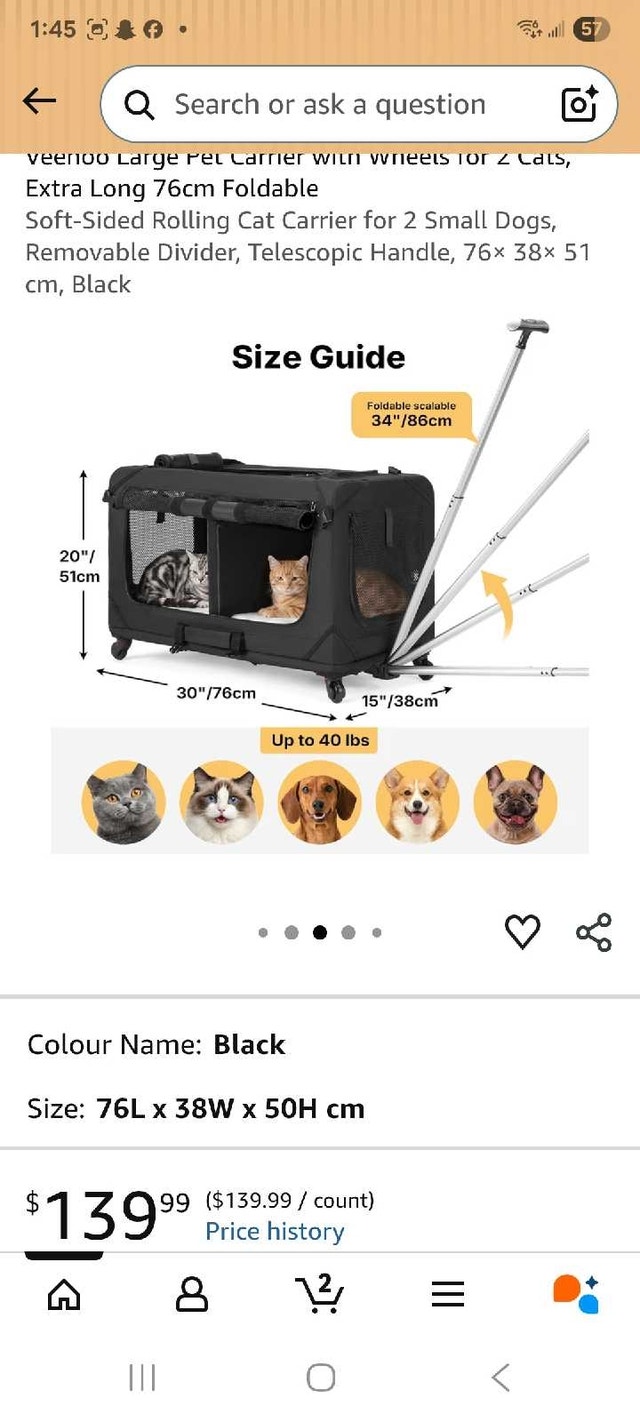 Veehoo Large Pet Carrier with Wheels - photo 3