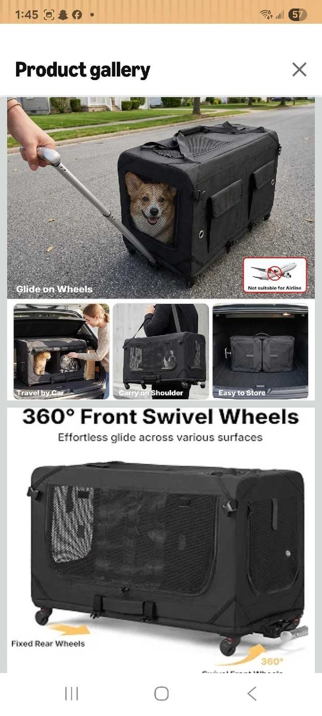 Veehoo Large Pet Carrier with Wheels - photo 4