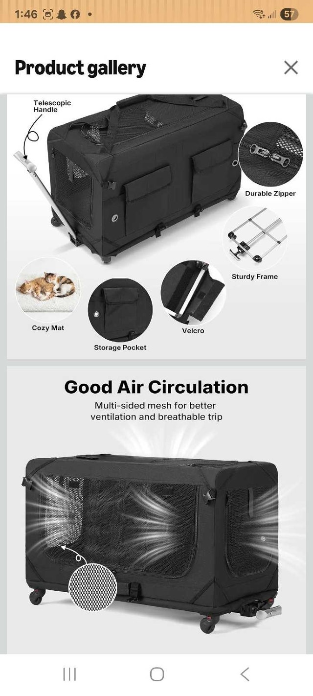 Veehoo Large Pet Carrier with Wheels - photo 5