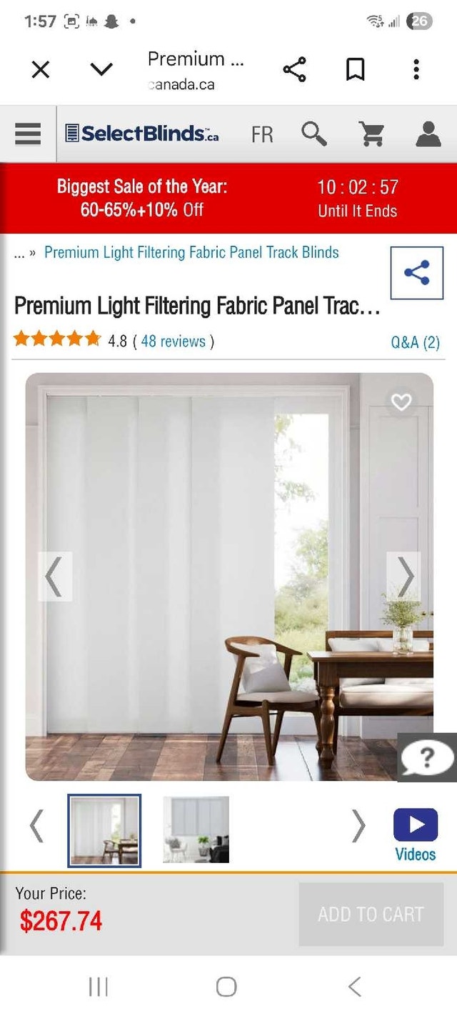 SelectBlinds Fabric Panel. Each $110 and 2 for $200 - photo 2