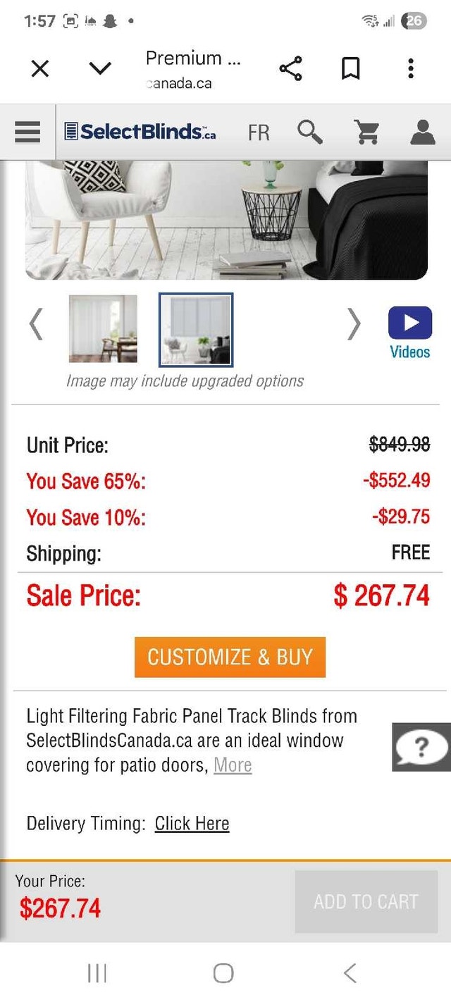 SelectBlinds Fabric Panel. Each $110 and 2 for $200 - photo 3