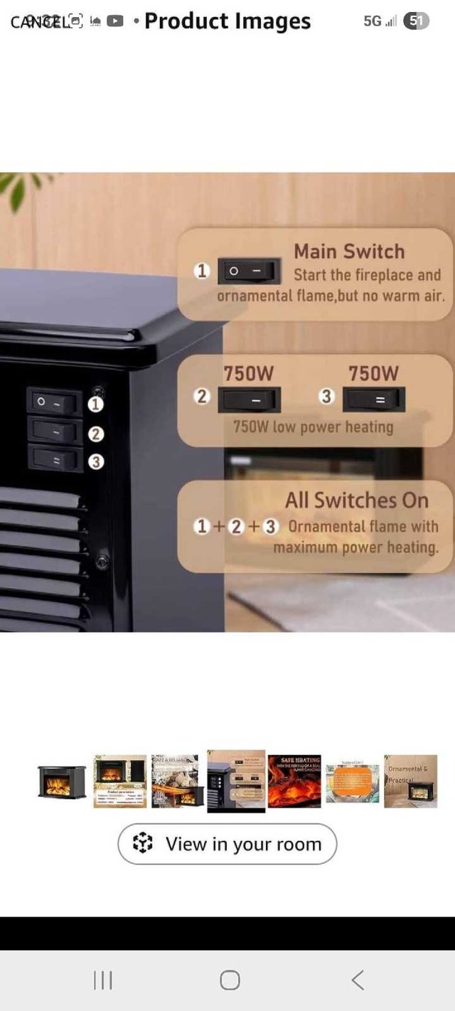 Donyer Power Electric Fireplace - photo 4